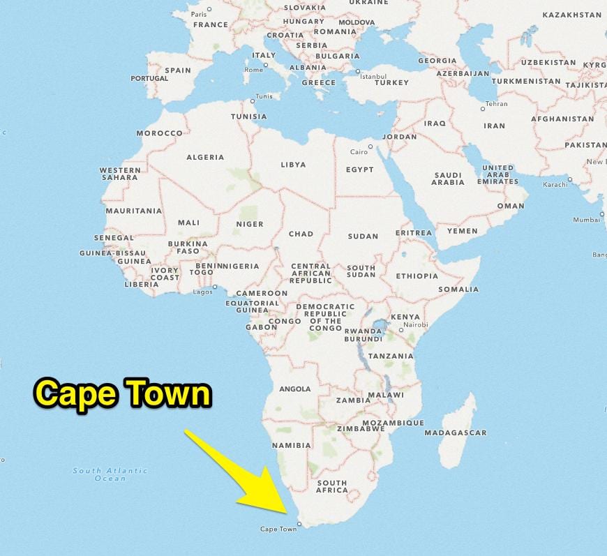 Cape Town mji ramani Afrika Kusini