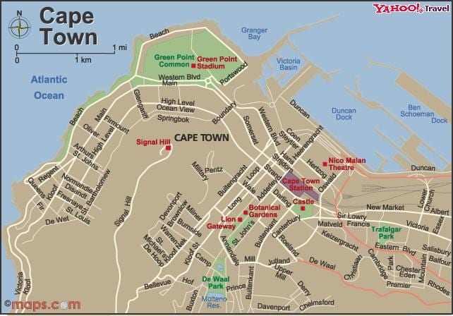 mji wa Cape Town ramani mtazamaji