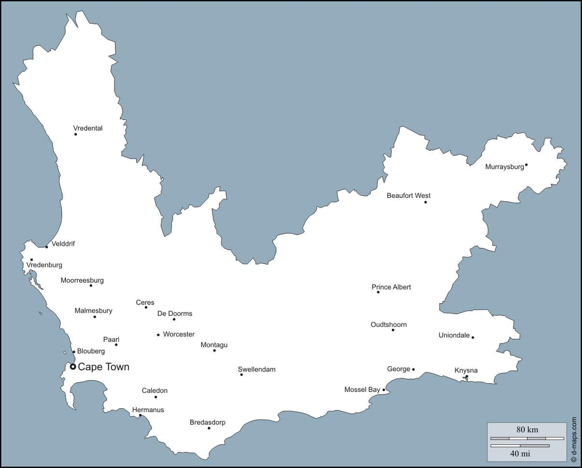 tupu ramani ya Cape Town