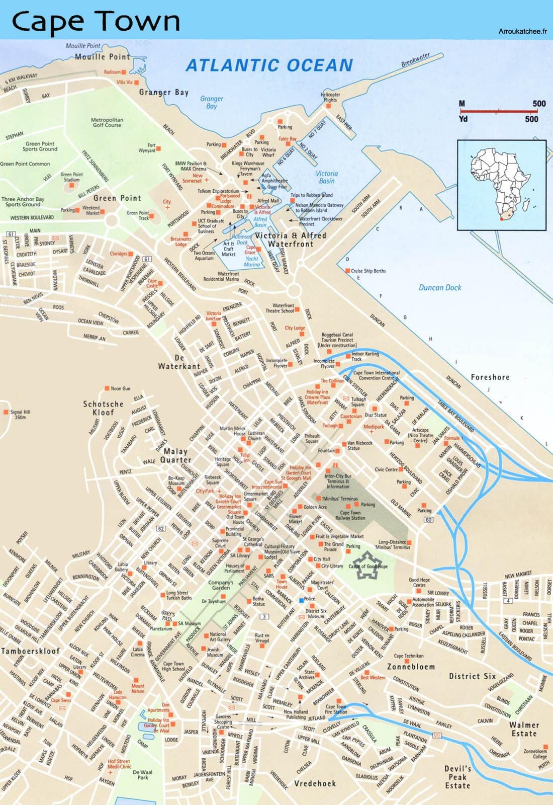 mitaani ramani ya Cape Town Afrika Kusini
