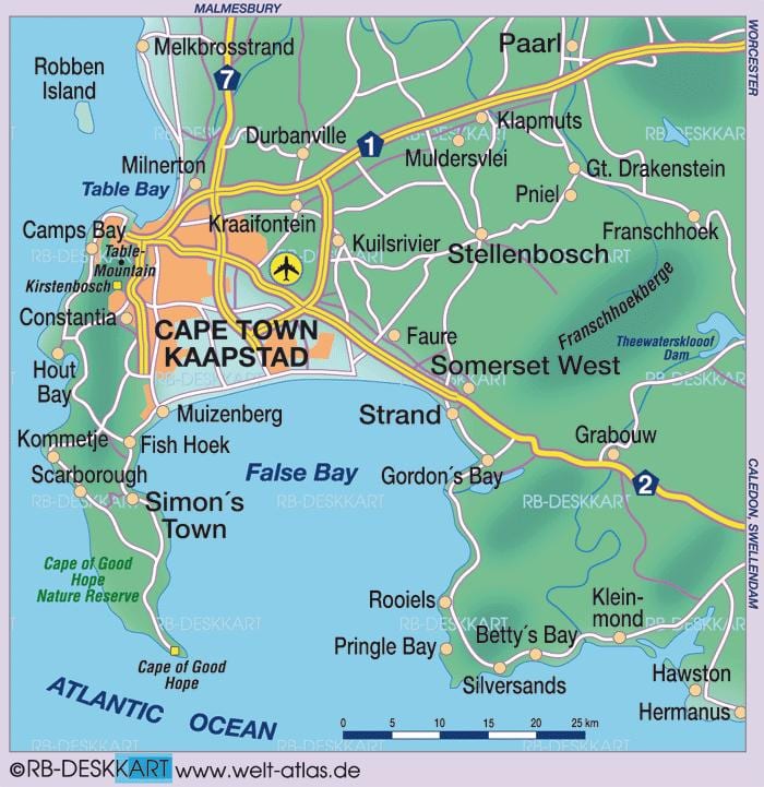 ramani ya mji wa Cape Town