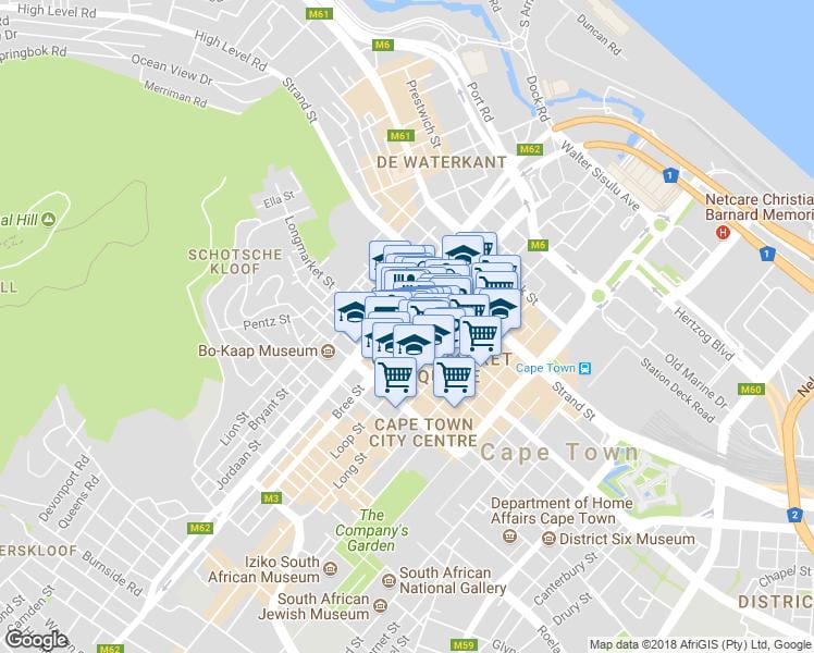 ramani ya shortmarket mitaani Cape Town