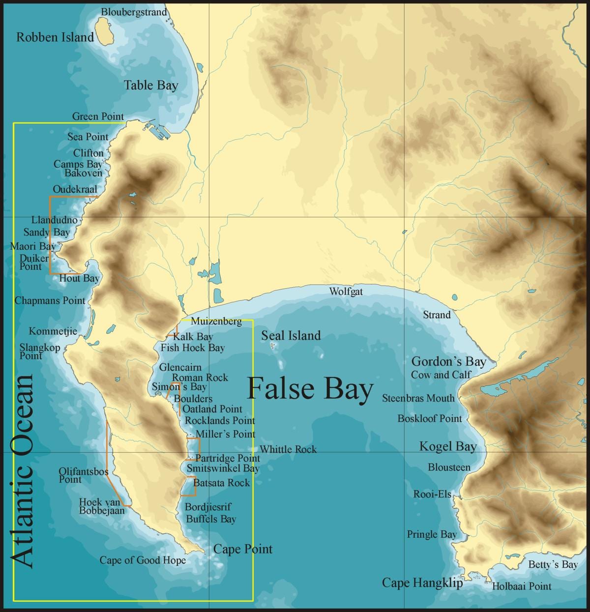 ramani ya uongo bay Cape Town