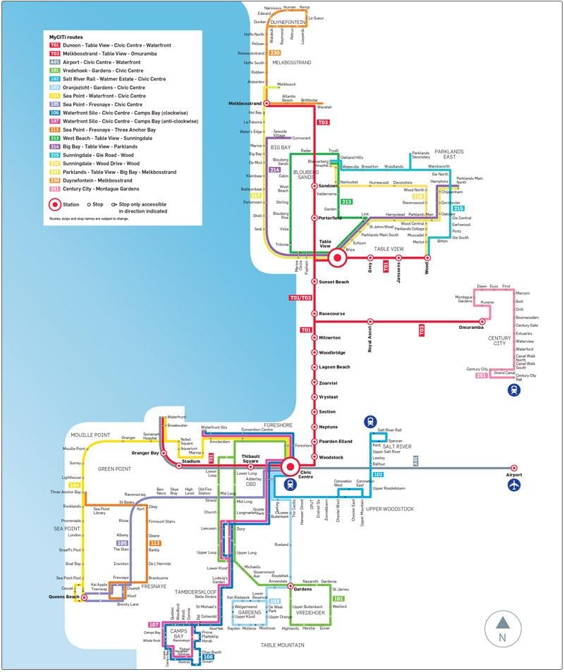 Cape Town myciti basi ramani ya njia