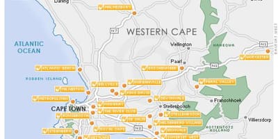 Ramani ya mji wa Cape Town kozi golf 