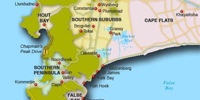 Ramani ya kaskazini ya malisho ya Cape Town