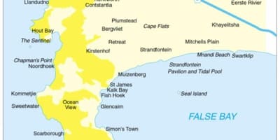 Ramani ya cape peninsula Afrika Kusini