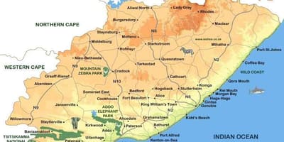 Ramani ya mashariki ya Cape Miji