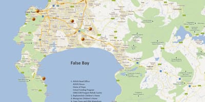 Ramani ya mji wa Cape Town eneo la Afrika Kusini