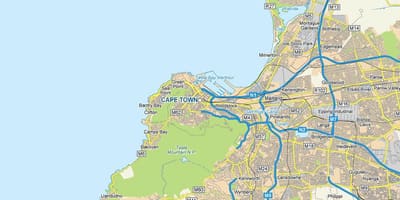 Ramani ya kina ya Cape Town na mazingira