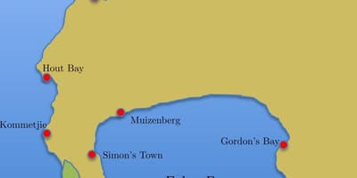 Ramani ya simon town Afrika Kusini